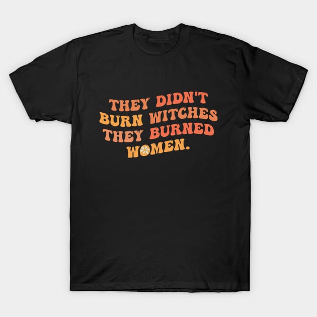 they didn't burn witches they burned women, Feminist T-Shirt by UniqueBoutiqueTheArt